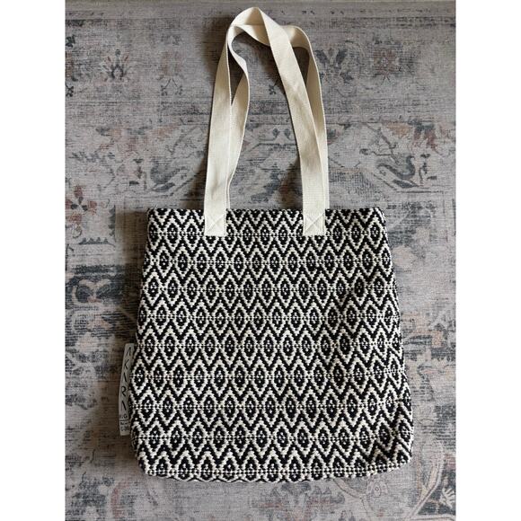 Boho XL Tote Bag Woven Rug Fabric Travel Carryall Mom Market Bag Aztec Print - Picture 3 of 8